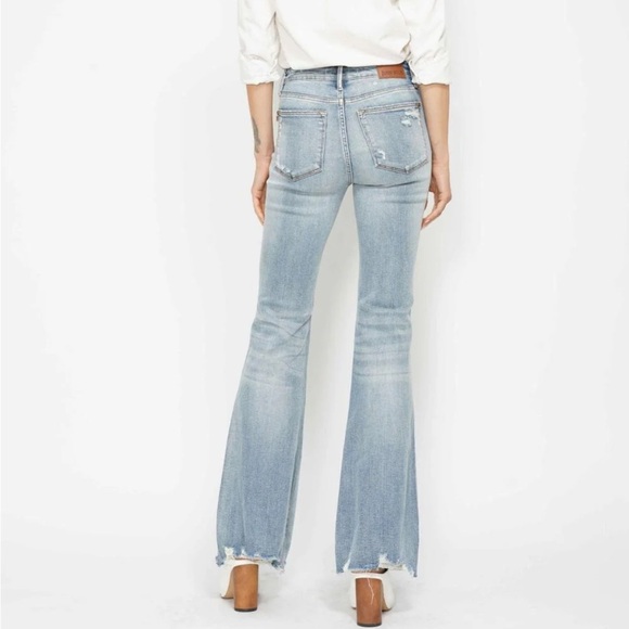 Judy Blue flare jeans Mid Rise Tummy Control distressed Denim Jeans 88594 32 - Picture 11 of 14